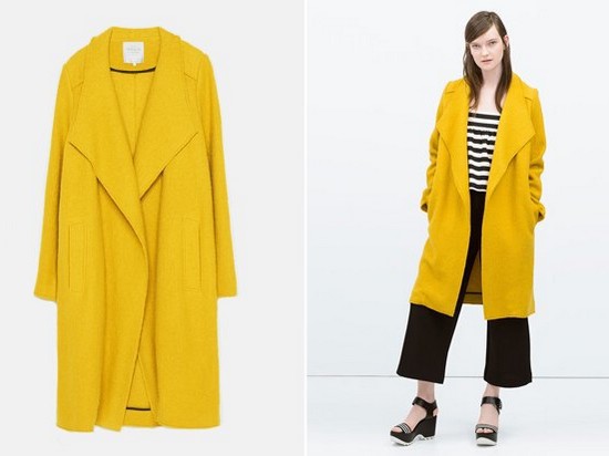 Как и с чем носить женское пальто желтого цвета
