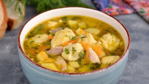 Рецепт легкого супа с клецками