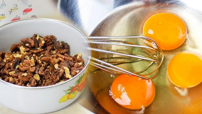 Инструкция по приготовлению яичницы с грецкими орехами