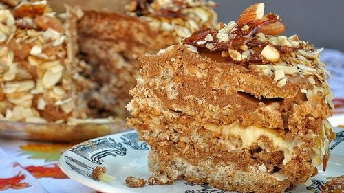 Полезный торт с орехами, семечками, сухофруктами и тыквой без выпечки
