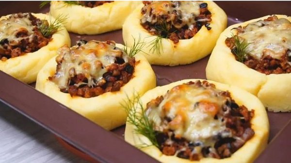 Картофельные гнезда с фаршем и сыром: пошаговый рецепт