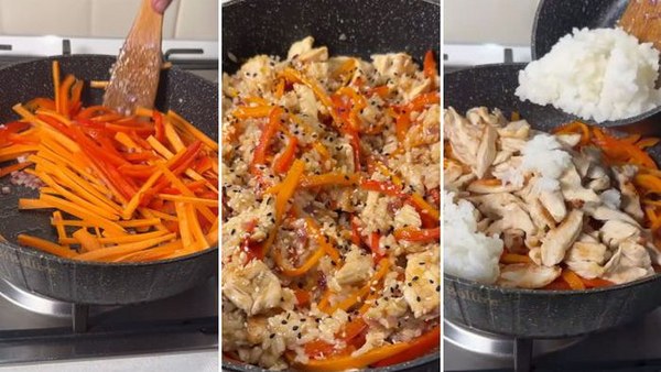 Тяхан с курицей: рецепт азиатского ужина с рисом, мясом и овощами