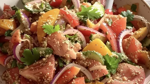 Грузинский салат с ореховой заправкой: рецепт питательного блюда