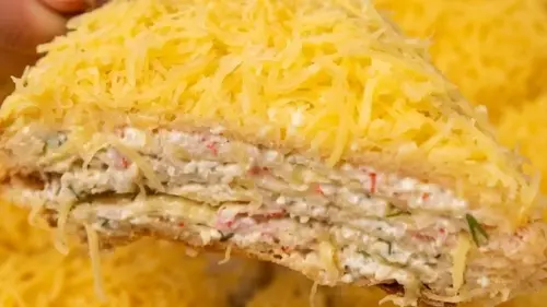 Вафельный торт с крабовыми палочками и плавленым сыром — как приготови...