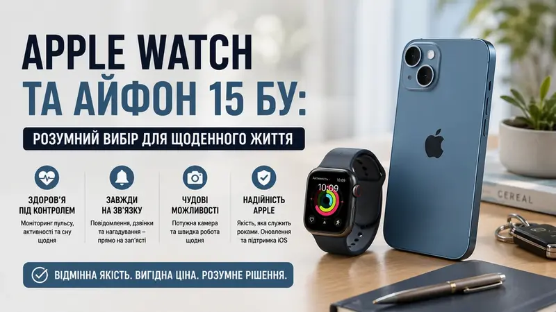 Apple Watch та Айфон 15 бу: розумний вибір для щоденного життя