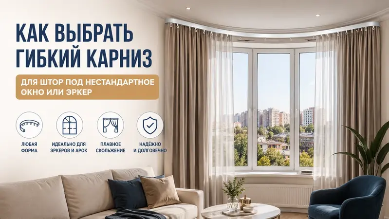 Как выбрать гибкий карниз для штор под нестандартное окно или эркер