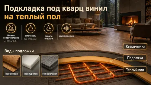 Подкладка под кварц винил на теплый пол