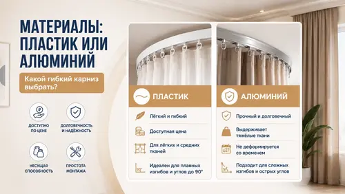 Материалы для карниза: пластик или алюминий