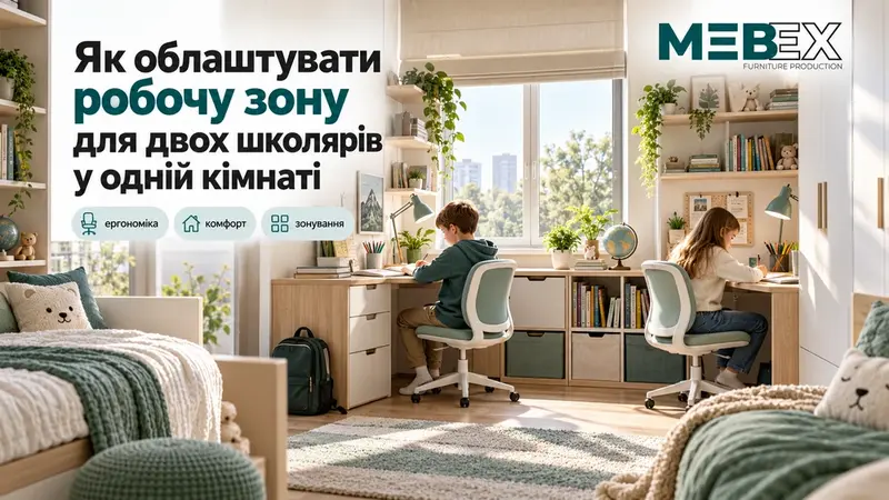 Як облаштувати робочу зону для двох школярів у одній кімнаті: ергономіка, комфорт та модна мебель